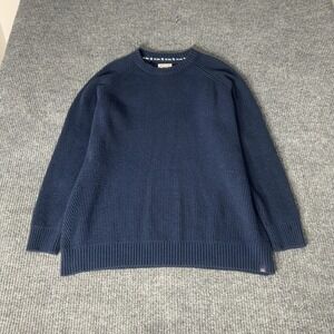Fat Face Ribbed Sweater Mens 2XL Navy Blue Elbow Patches Pullover Crewneck